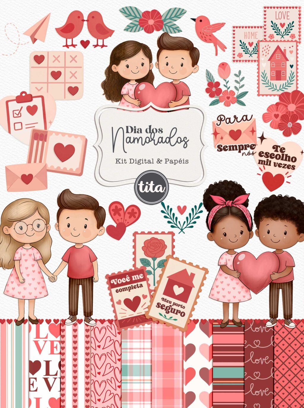 Namorados 2025 - Combo Ilustrações e Papéis (Tita) - Imagem 1