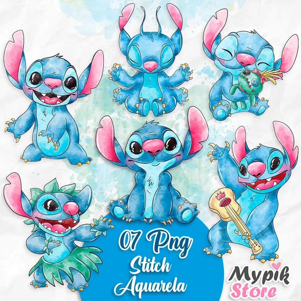 Stitch Aquarela - Kit Digital - Imagem 1