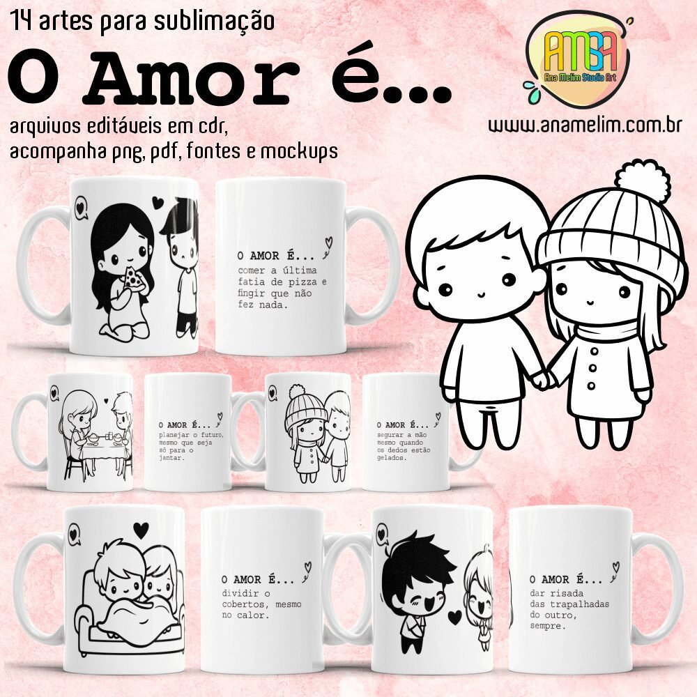 O AMOR É Namorados - Estampas Canecas - Imagem 1