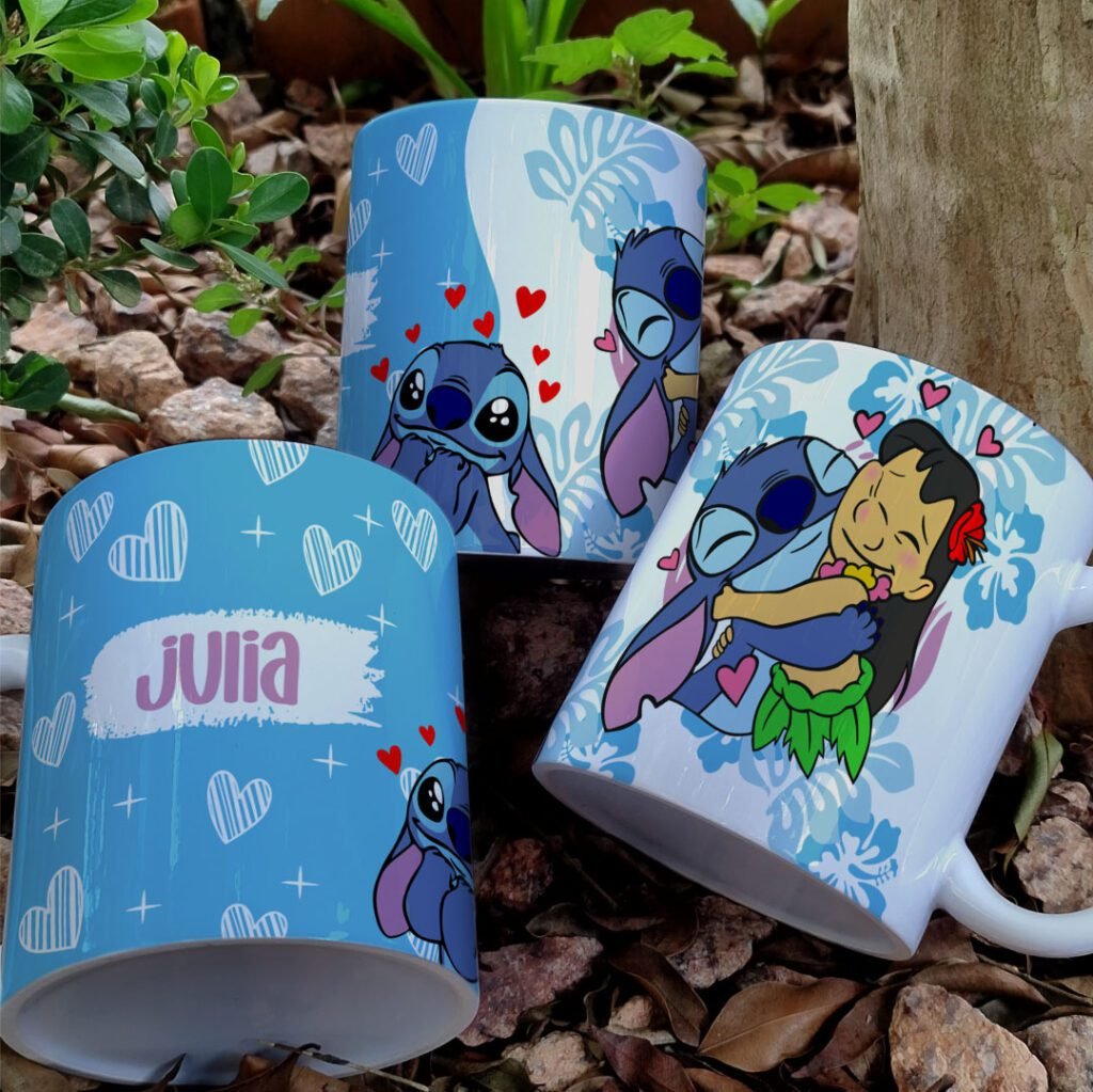 Stitch Floral - Estampas Canecas - Nick Design