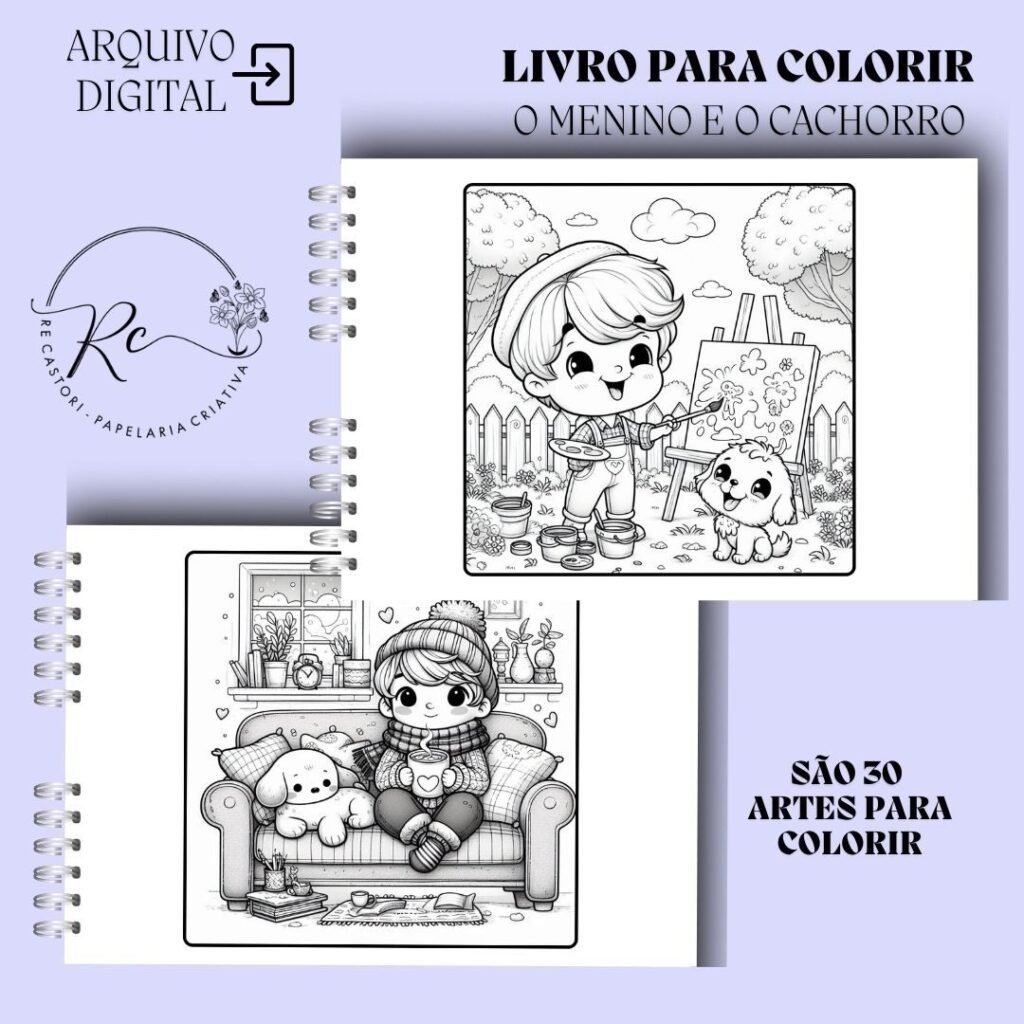 O Menino e o Cachorro - Livro de Colorir - Imagem 3