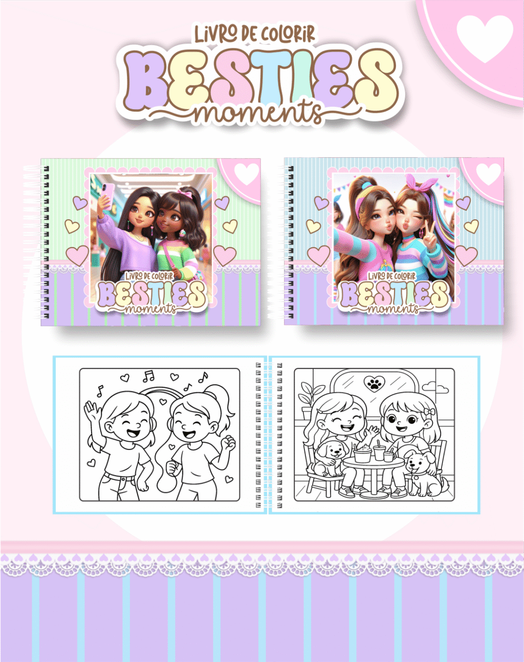 Besties Moments Menina - Big Livros de Colorir - Imagem 1