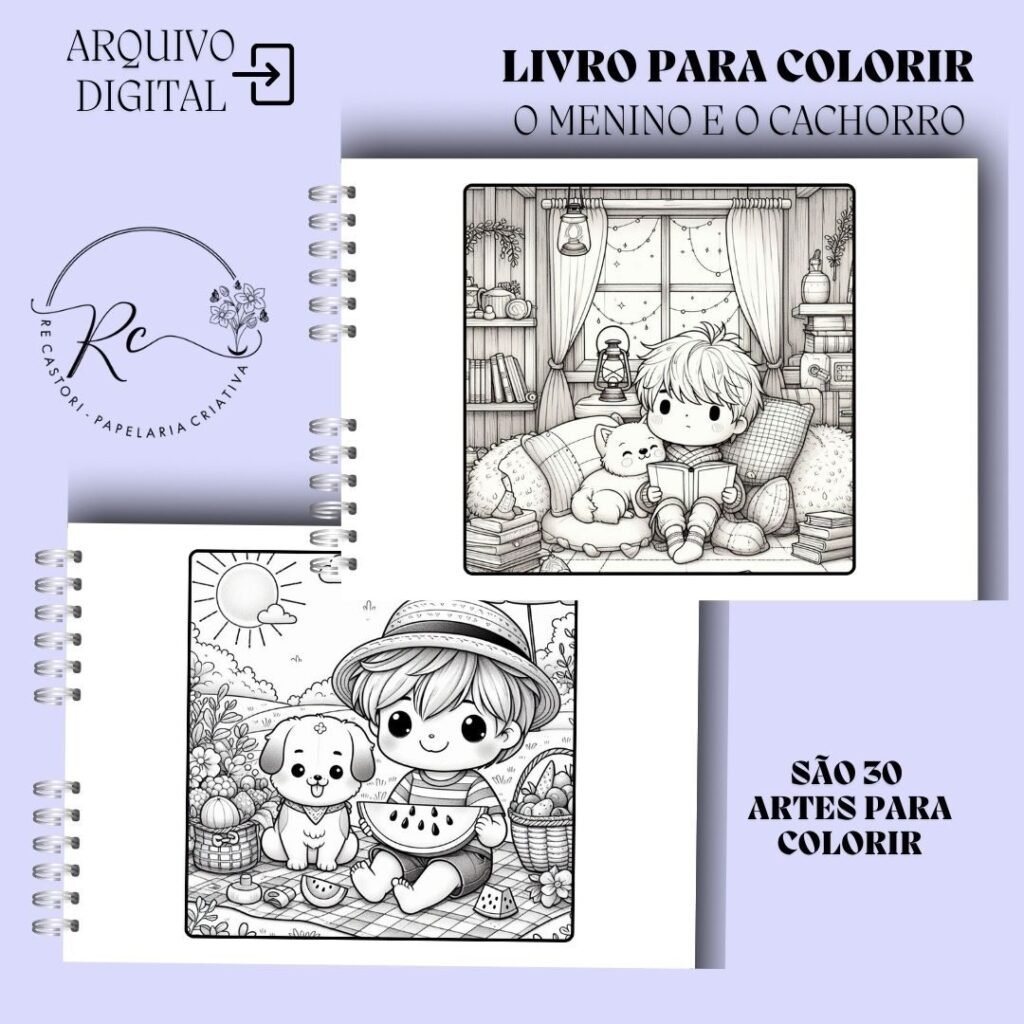 O Menino e o Cachorro - Livro de Colorir - Imagem 2