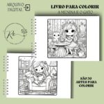 A Menina e o Gato - Livro de Colorir - Imagem 2