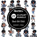 Black Chibi Girl Clipart - Kit Digital