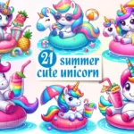 Unicórnio Cute Summer - Kit Digital