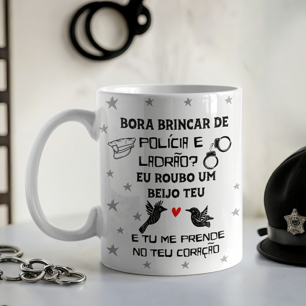 Bora brinca de polícia e ladrão - Arte Avulsa Caneca - Imagem 1