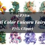 Multi Color Unicornio Fadas - Kit Digital