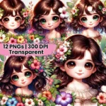 Quirky Girl Flowers - Kit Digital
