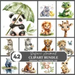 Safari Animais Aquarela - Kit Digital