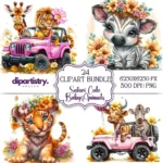 Safari Animais Cute - Kit Digital