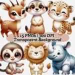 Safari Animais Cute Baby - Kit Digital