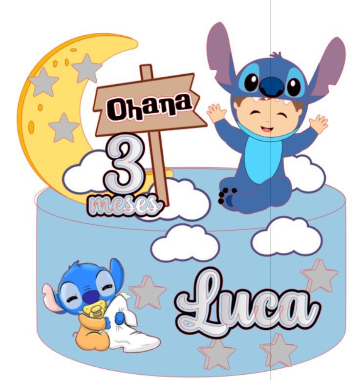 Stitch Baby Soninho - Topo de Bolo - Imagem 1