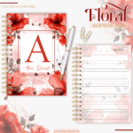 Kit Agendas 2026 - Floral Vermelho (Lina)