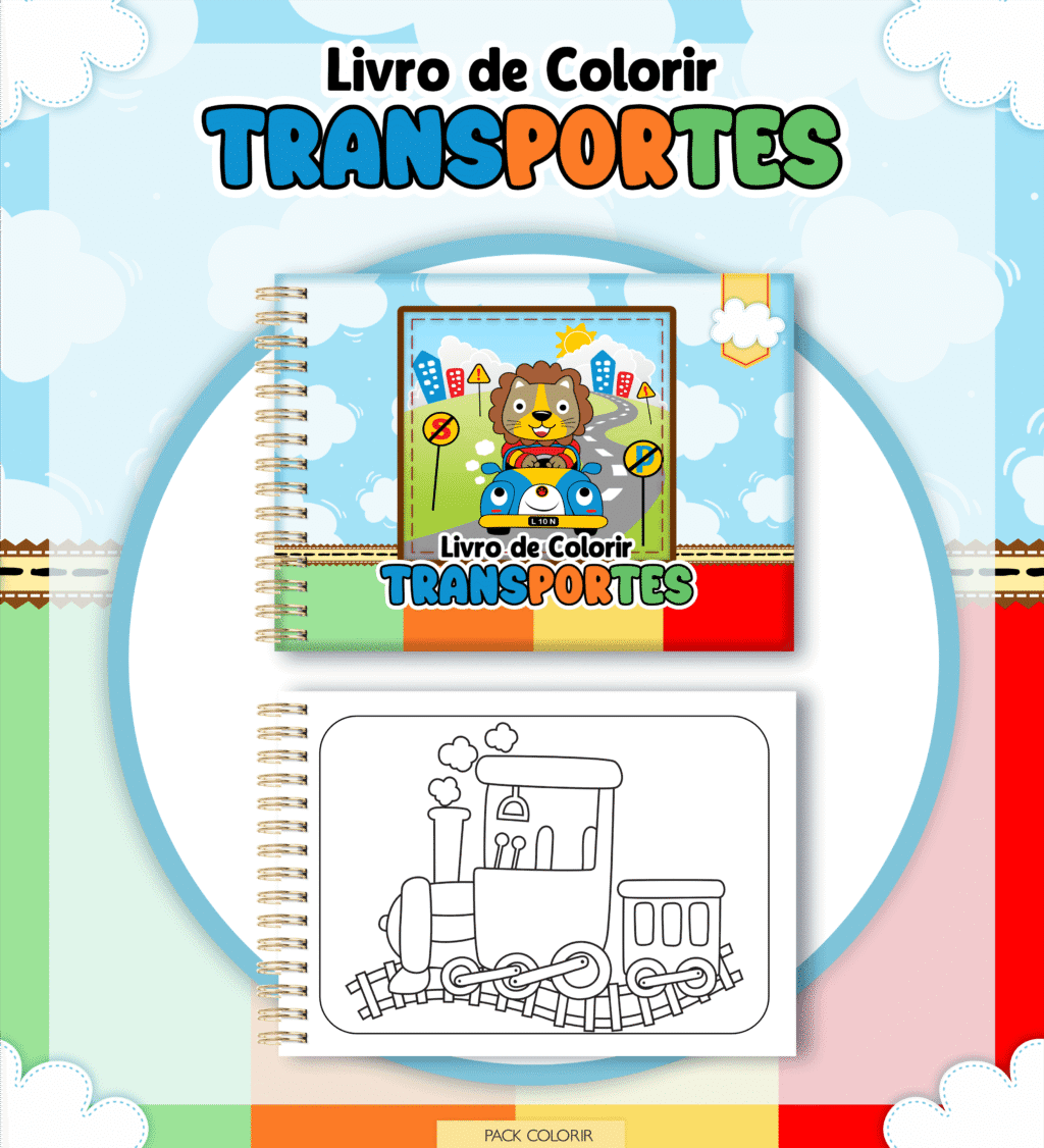 Colorir Meios de Transportes - Livro de Colorir (Lina) - Imagem 2