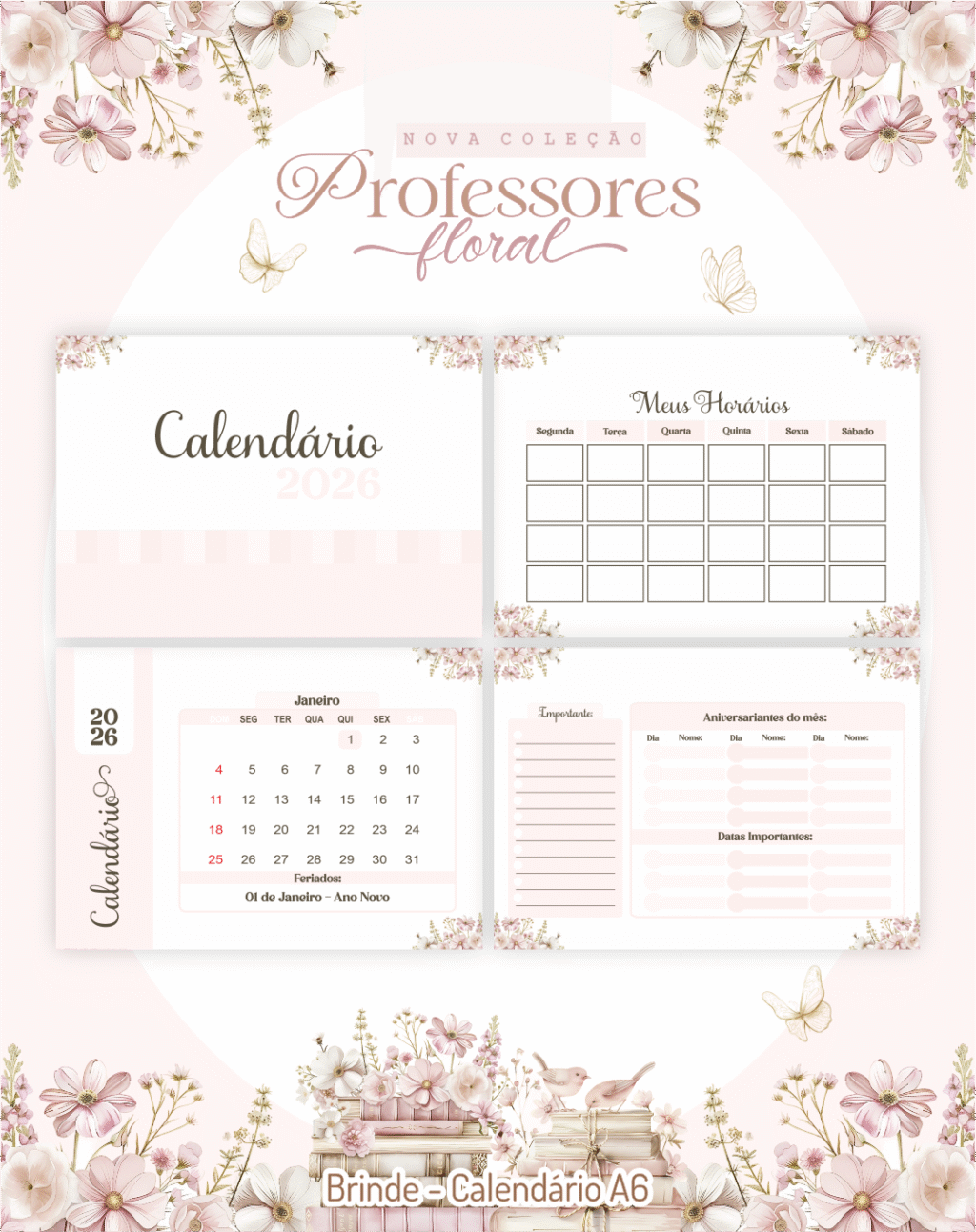 Pack Professores Floral Clean 2026 - Imagem 3