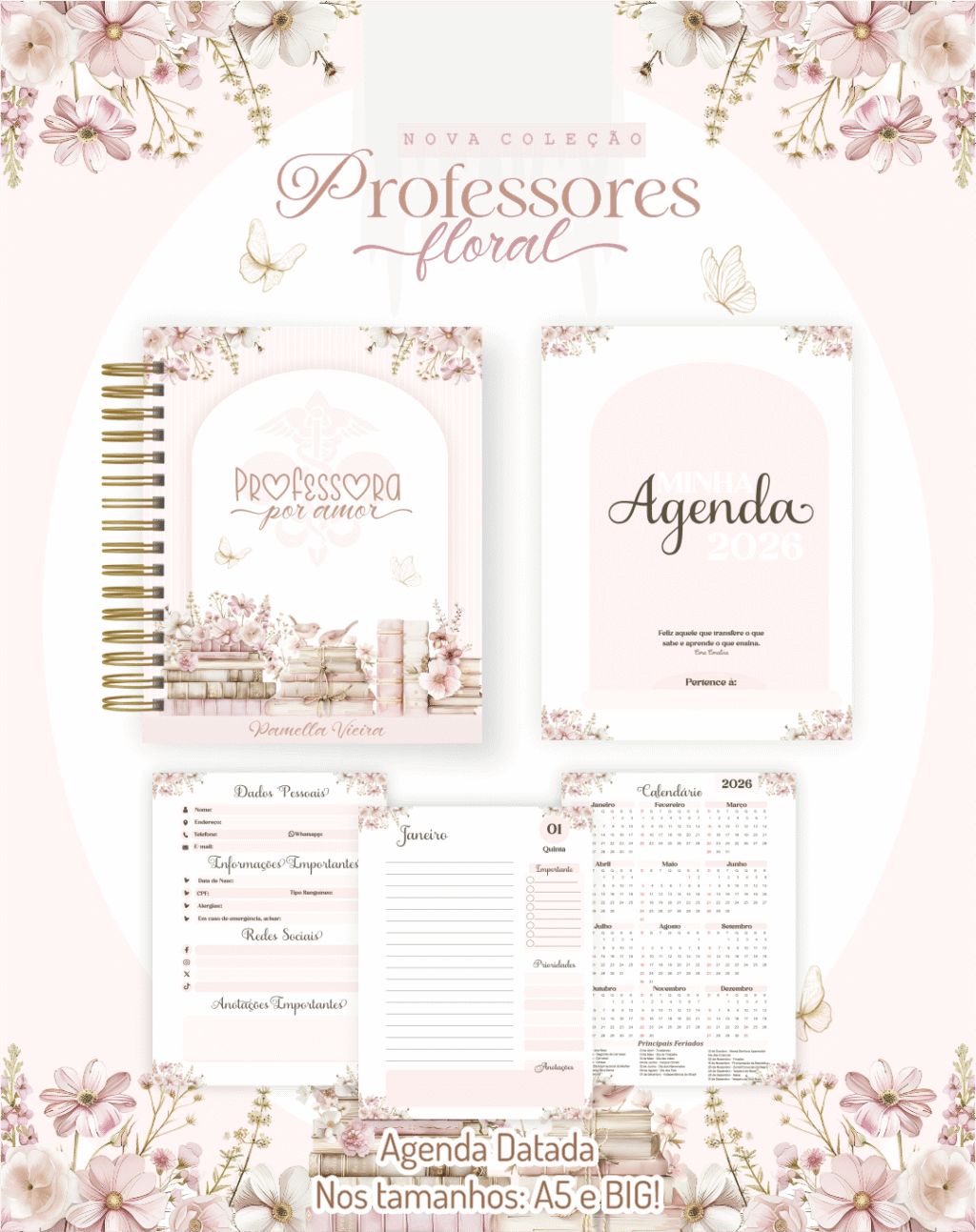 Pack Professores Floral Clean 2026 - Imagem 5