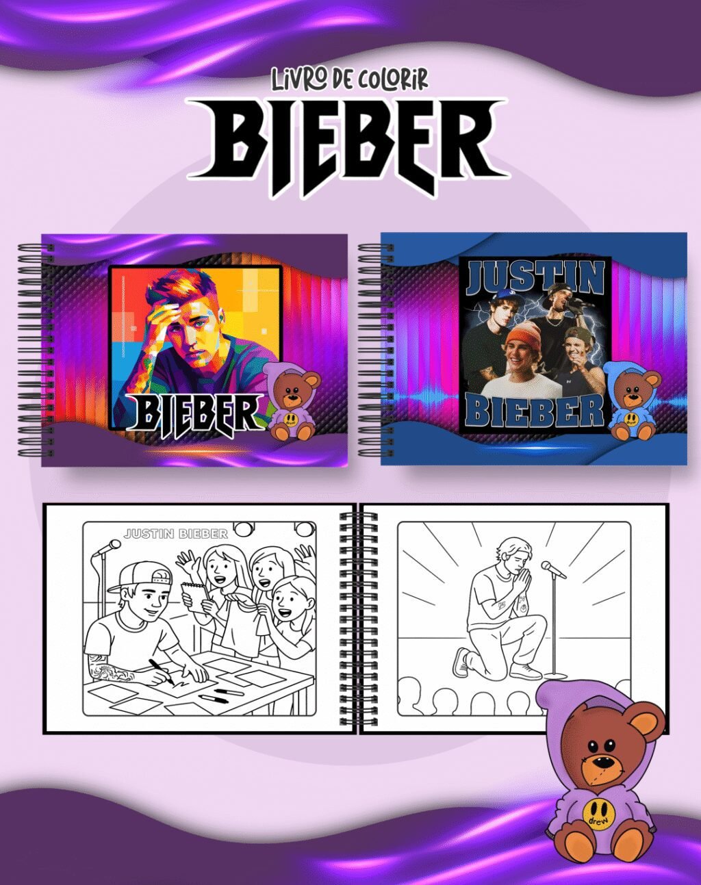 Justin Bieber - Big Livros de Colorir - Imagem 1