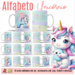 Alfabeto Unicórnio - Estampas Canecas