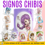 Signos Chibi - Estampas Canecas