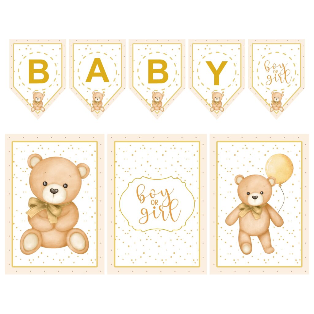 Chá Revelação Neutro - Kit Bandeirola + Banners - Imagem 1