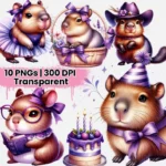 Cute Capivara Midnight Roxo - Kit Digital