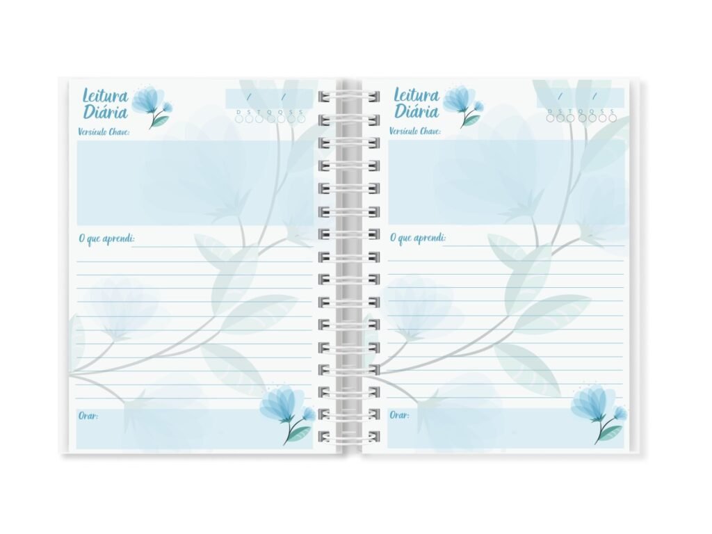 Devocional Floral Azul - Editável no CANVA - Imagem 4