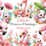 Pequena Princesa Flamingo - Kit Digital