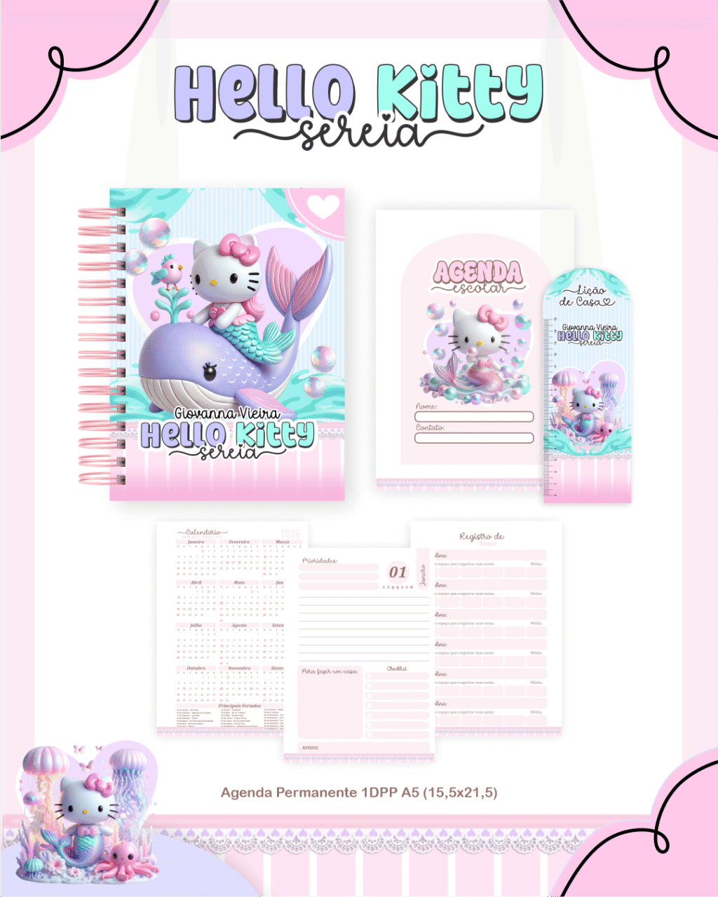 Hello Kitty Sereia - Escolar 2026 (Pamella) - Imagem 2