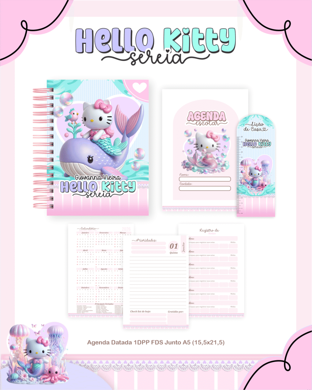 Hello Kitty Sereia - Escolar 2026 (Pamella) - Imagem 3