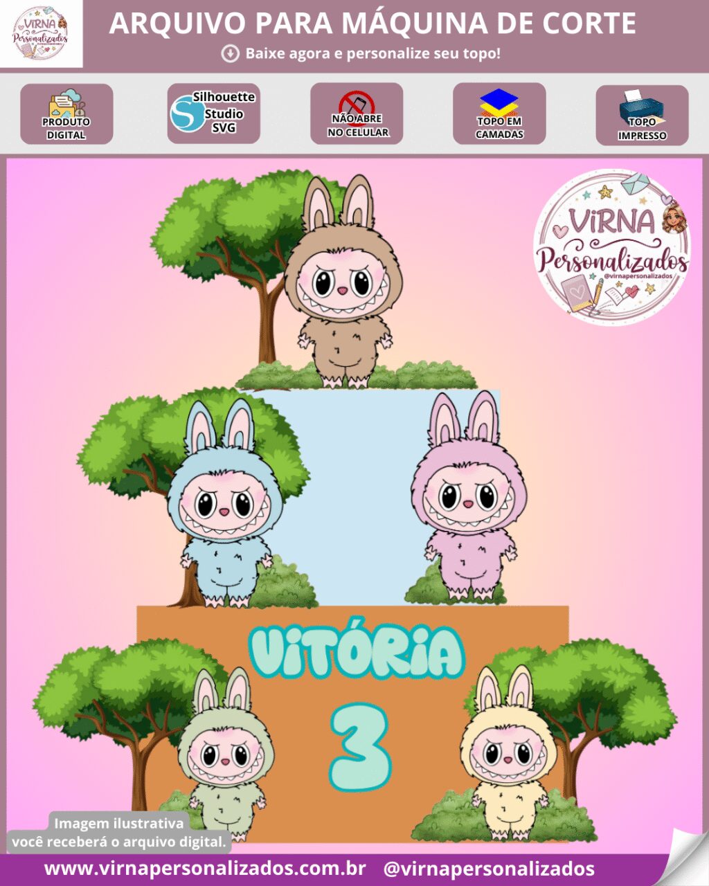 Labubu - Topo de Bolo - Imagem 1