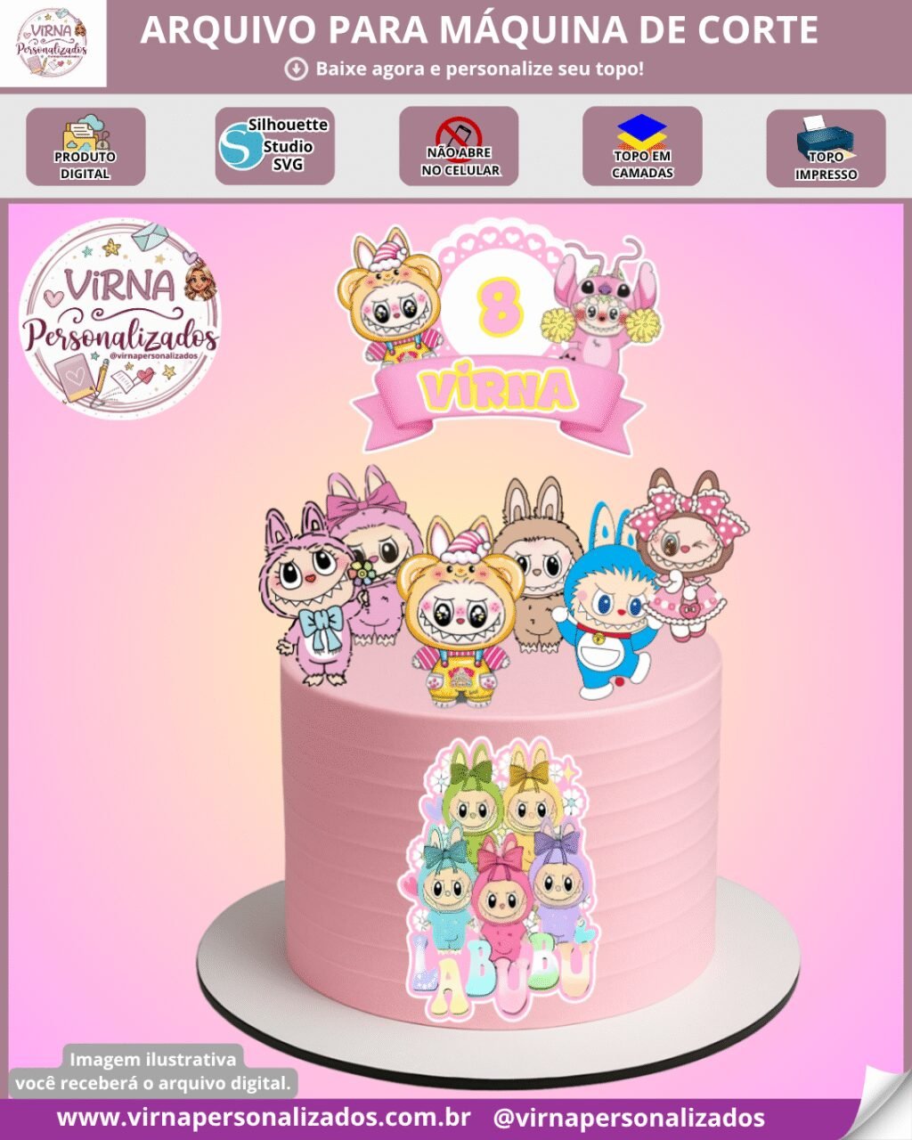 Labubu - Topo de Bolo - Imagem 1