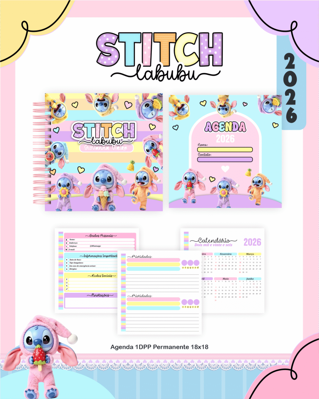 BOX Stitch Labubu - Escolar 2026 (Pamella) - Imagem 4