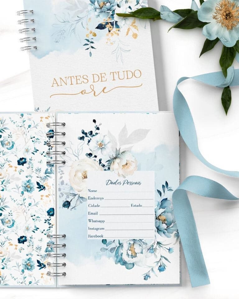 COMBO 8 Agendas 2026 e Permanente com/sem Versículo Floral Azul (Bicho Papel) - Imagem 7