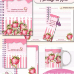 Combo Caderno Morango do Amor