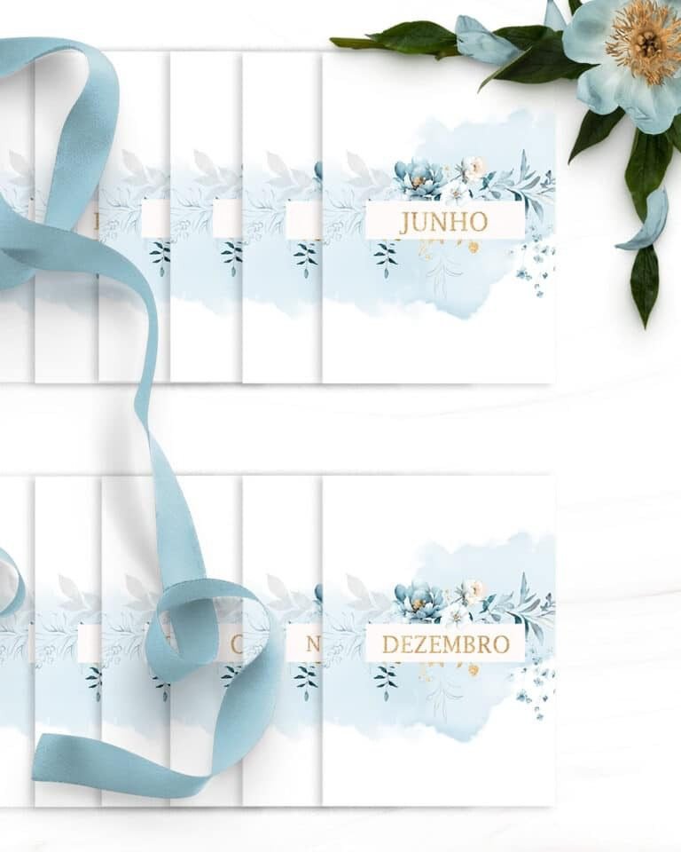 COMBO 8 Agendas 2026 e Permanente com/sem Versículo Floral Azul (Bicho Papel) - Imagem 6