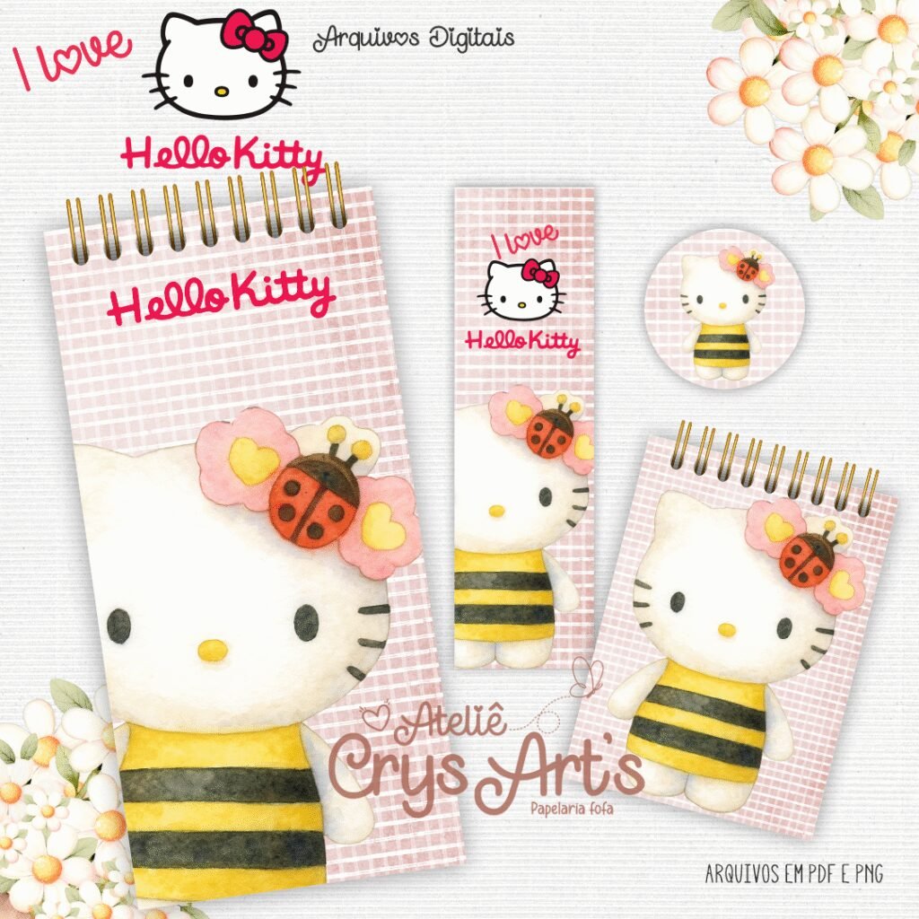 Kit Hello Kitty 1 - Encadernação (Crys Arts) - Imagem 1