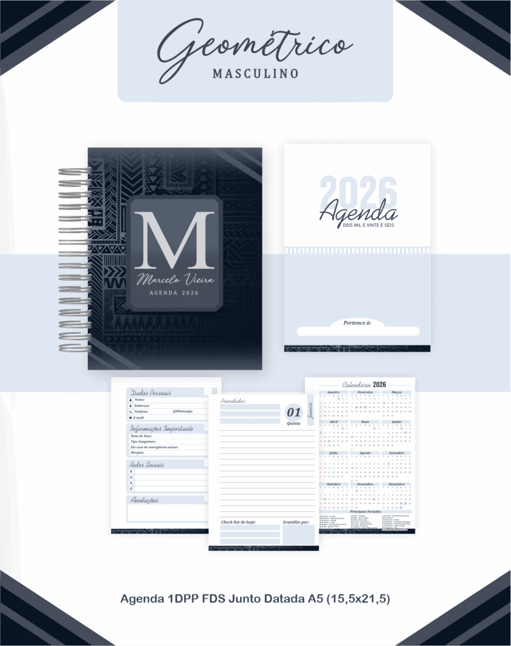 Geométrico Masculino - Agendas | Planners 2026 (Pamella) - Imagem 3