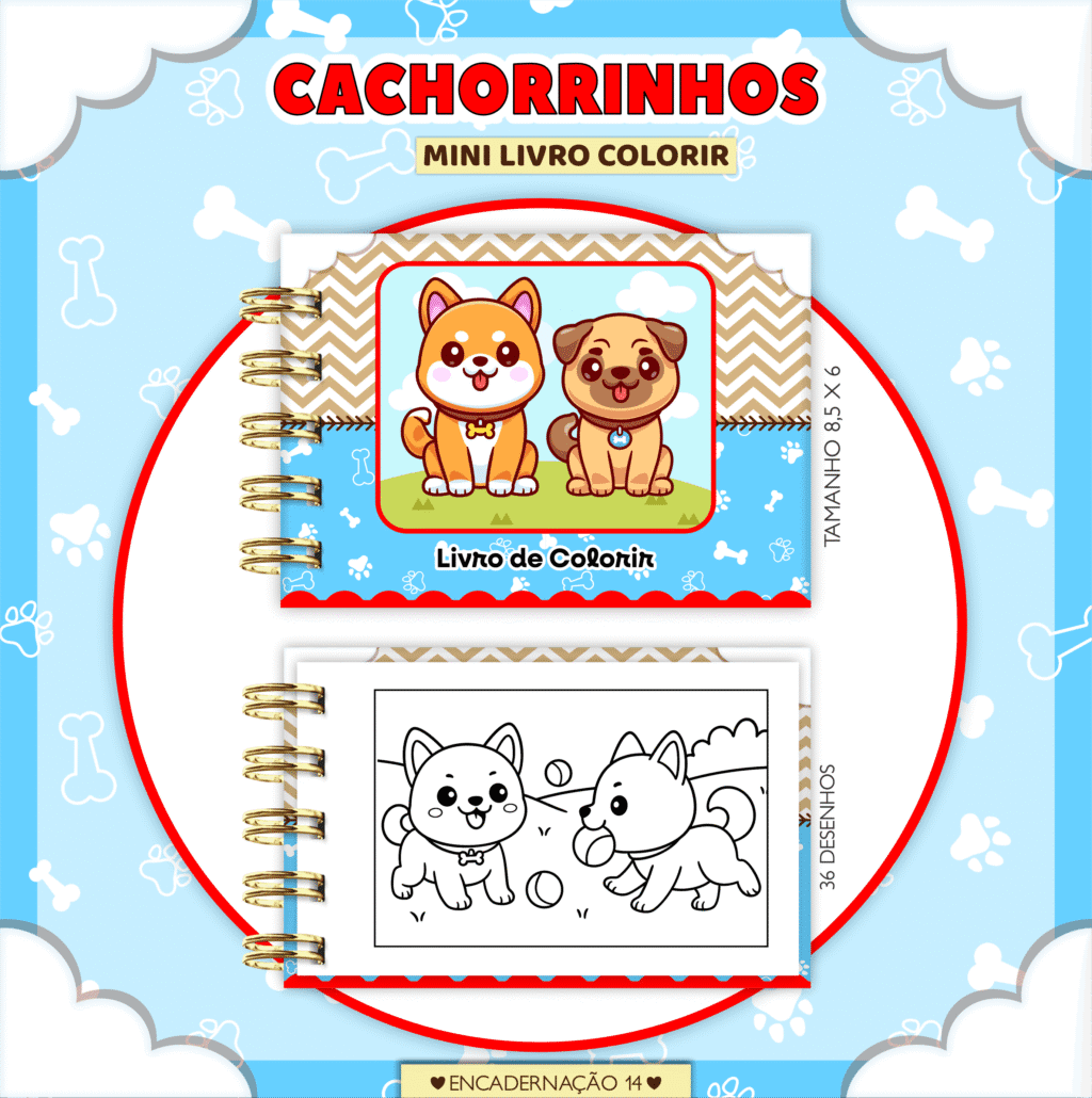Cachorrinhos - Mini Livro Colorir (Lina) - Imagem 1