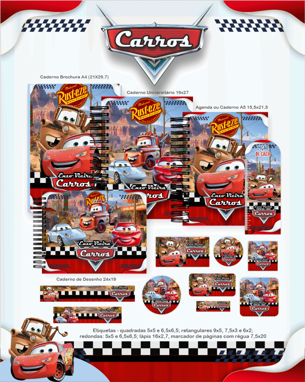 Carros Disney - Escolar 1.0 2026 (Pamella) - Imagem 1