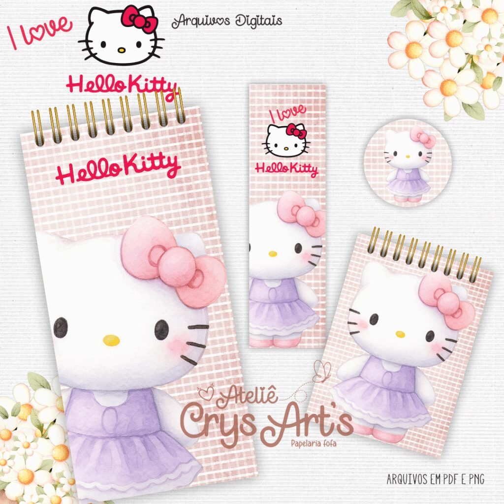 Kit Hello Kitty 1 - Encadernação (Crys Arts) - Imagem 2