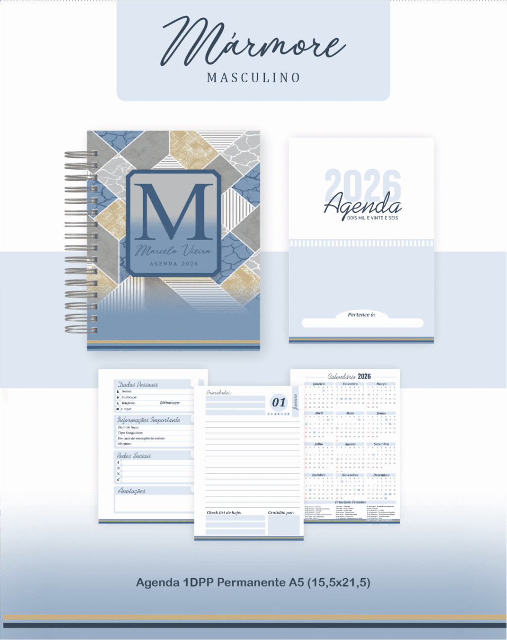 Mármore Masculino - Agendas | Planners 2026 (Pamella) - Imagem 4