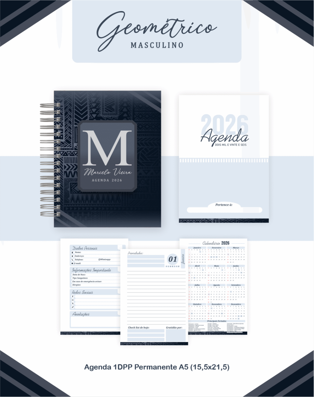 Geométrico Masculino - Agendas | Planners 2026 (Pamella) - Imagem 2