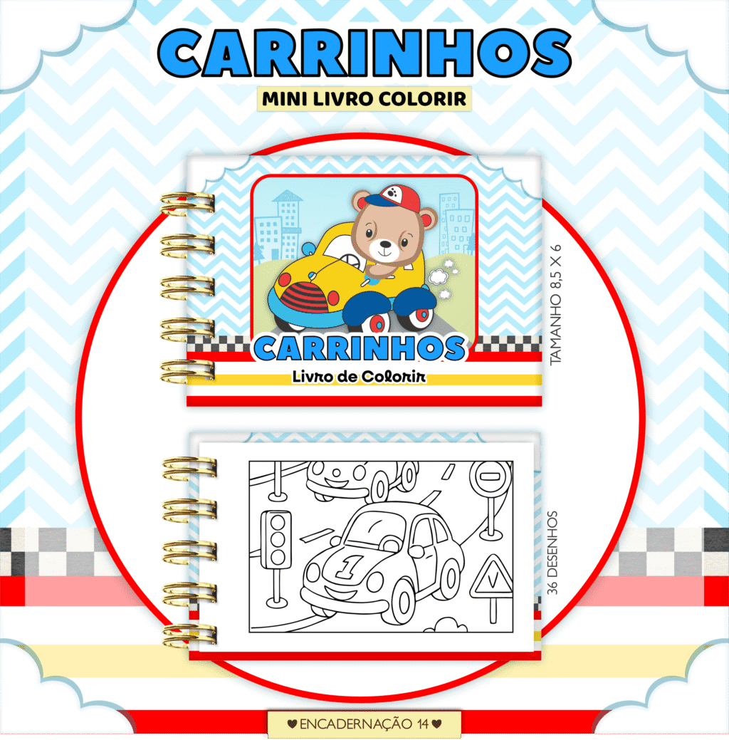 Carrinhos - Mini Livro Colorir (Lina) - Imagem 1