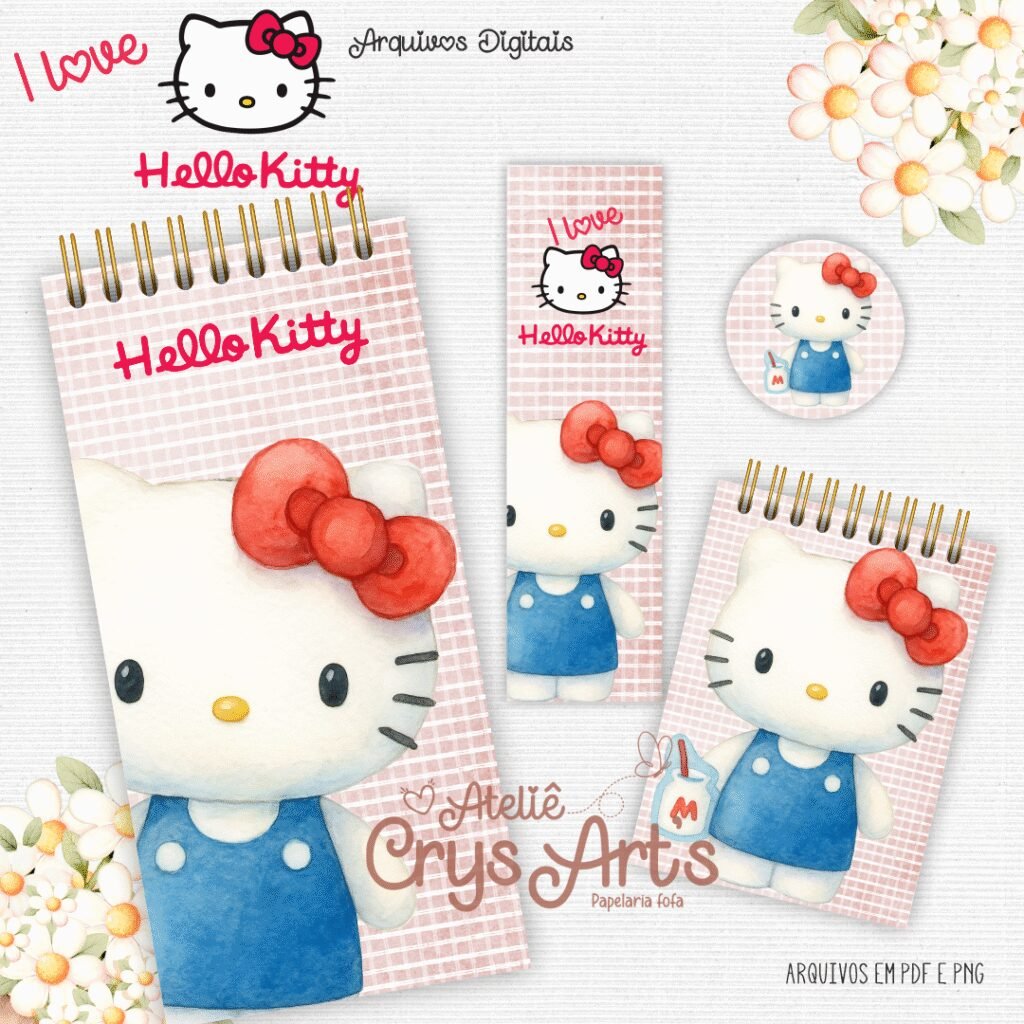Kit Hello Kitty 1 - Encadernação (Crys Arts) - Imagem 3