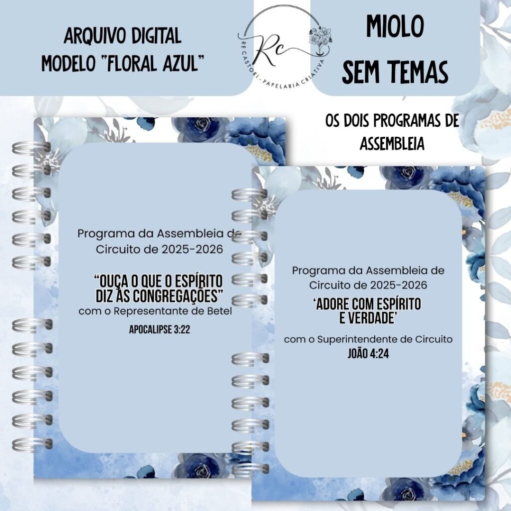 Caderno Assembeia de Circuito 2025/2026 – FLORAL AZUL S/TEMA (Re Castori) - Imagem 7