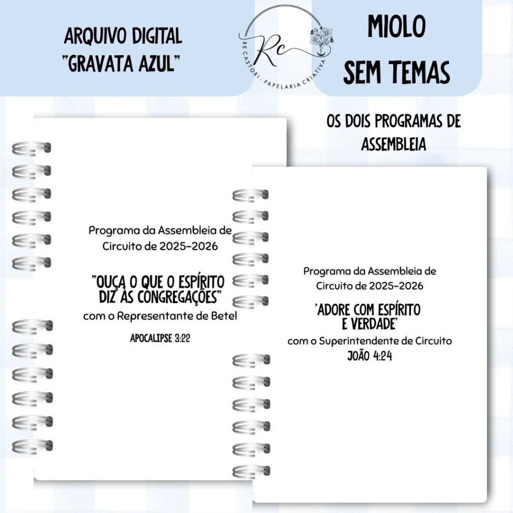 Caderno Assembleia de Circuito 2025/2026 – GRAVATA AZUL S/TEMA (Re Castori) - Imagem 6