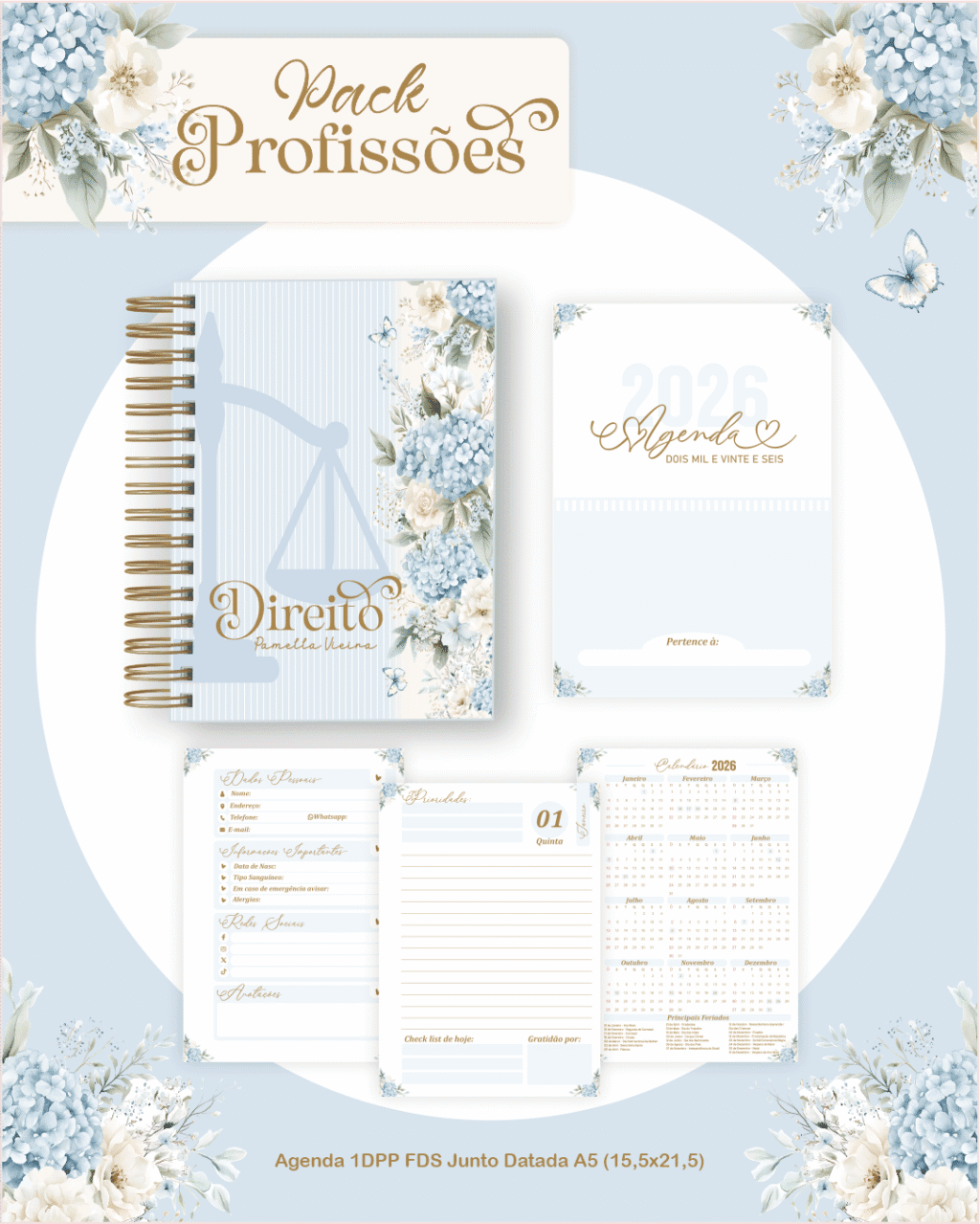 Profissões 2026: Floral Azul (Pamella) - Imagem 4