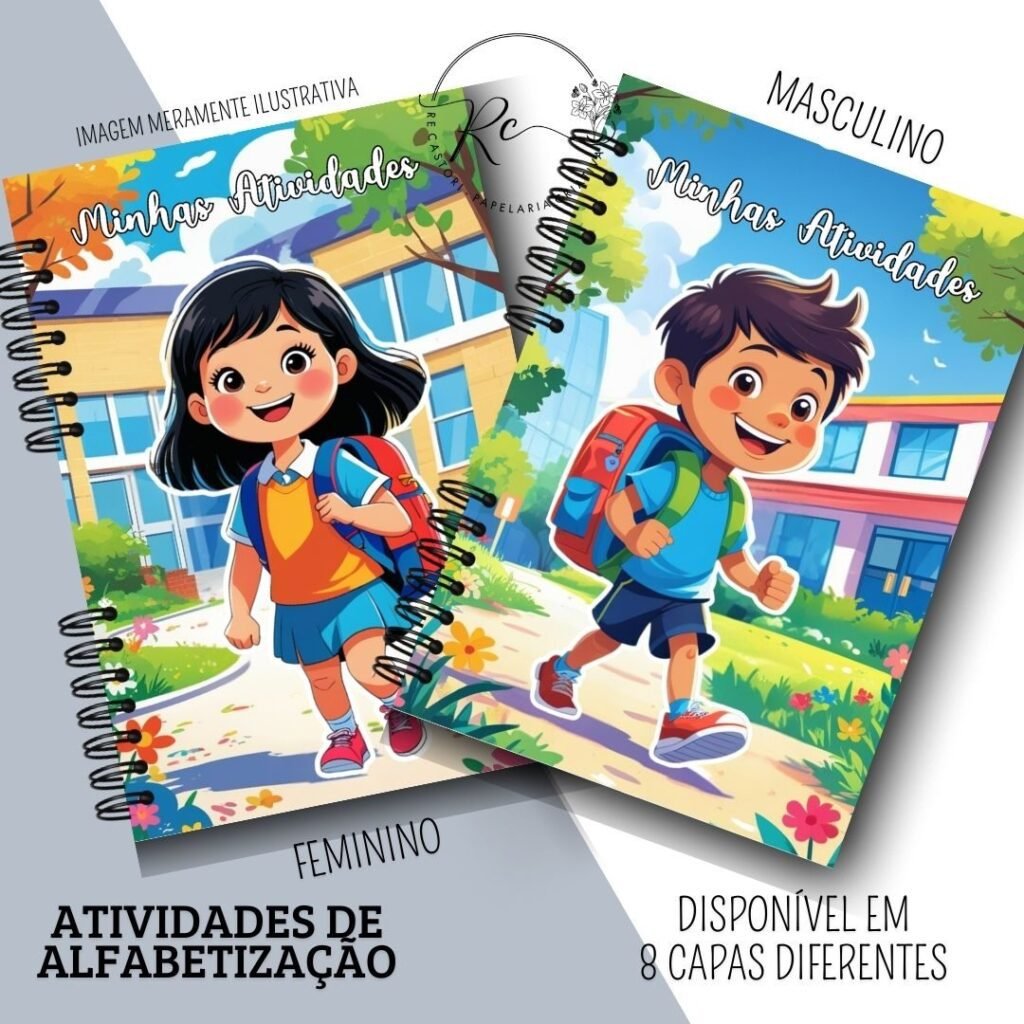 Kit Caderno com Atividades de Alfabetização Escolar – Feminino e Masculino (Re Castori) - Imagem 4