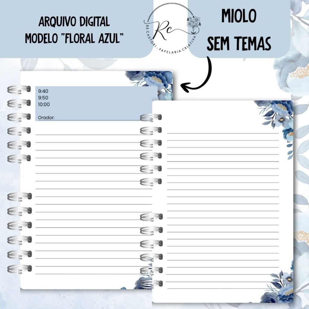Caderno Assembeia de Circuito 2025/2026 – FLORAL AZUL S/TEMA (Re Castori) - Imagem 5